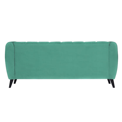 Cleo Quilted Back Velvet Fabric Sofa - Sea Green