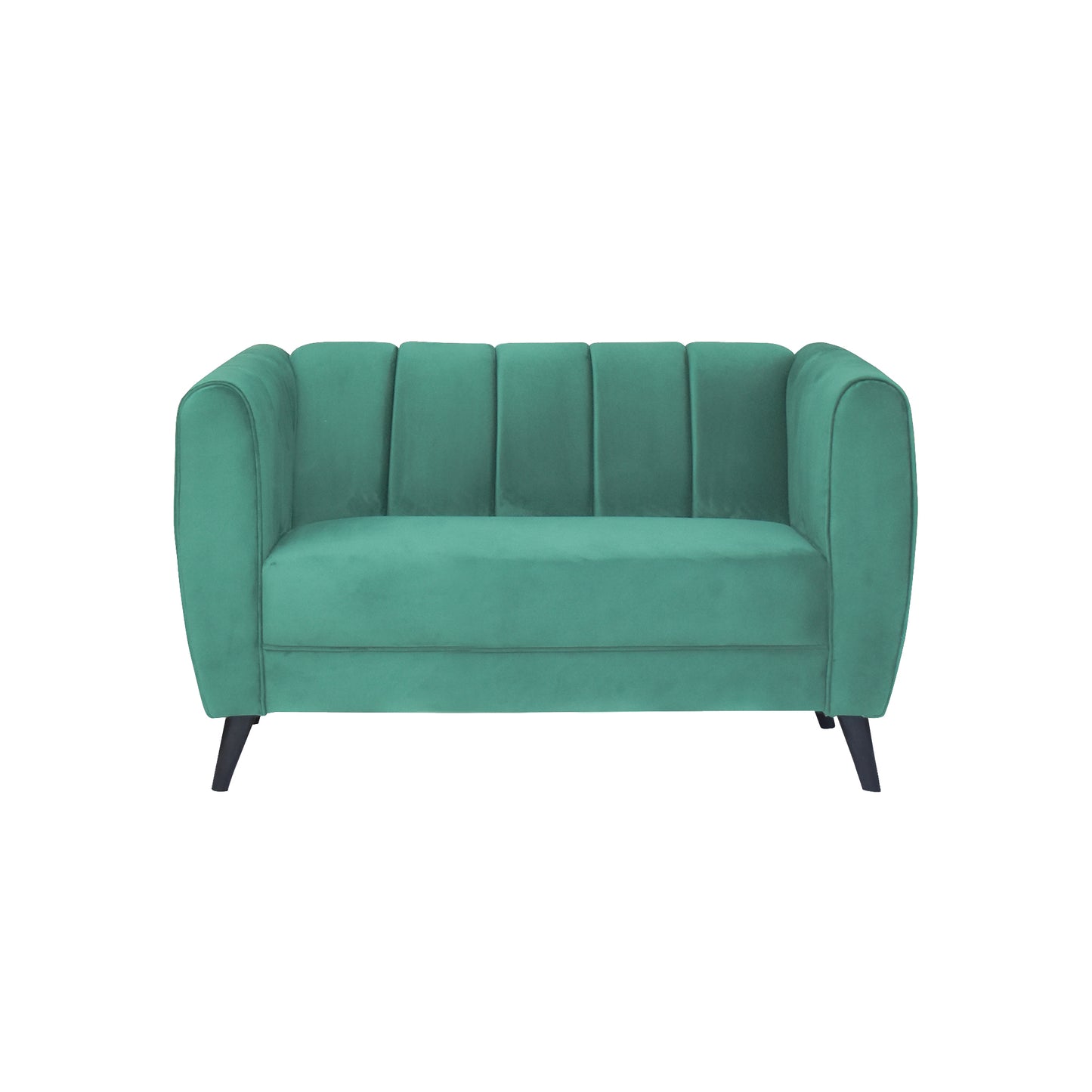 Cleo Quilted Back Velvet Fabric Sofa - Sea Green