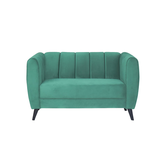 Cleo Quilted Back Velvet Fabric Sofa - Sea Green