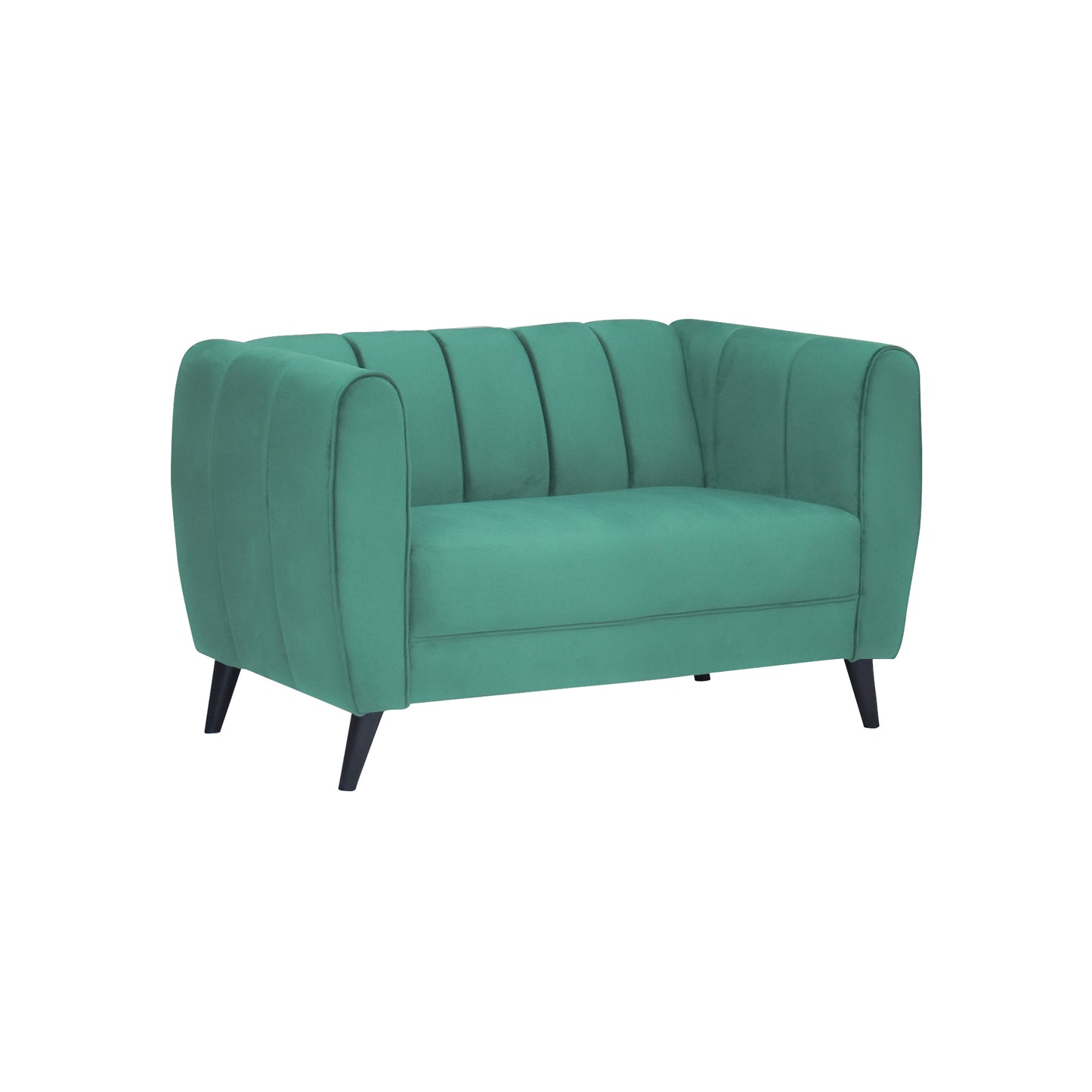 Cleo Quilted Back Velvet Fabric Sofa - Sea Green