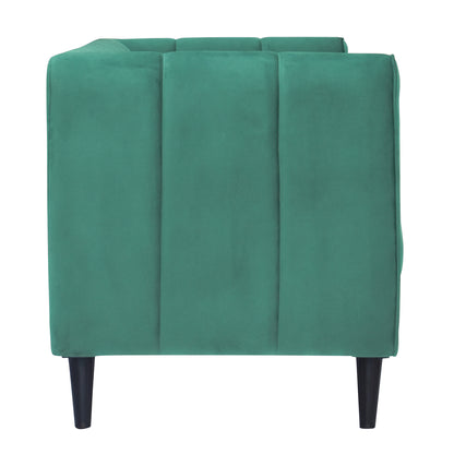 Cleo Quilted Back Velvet Fabric Sofa - Sea Green