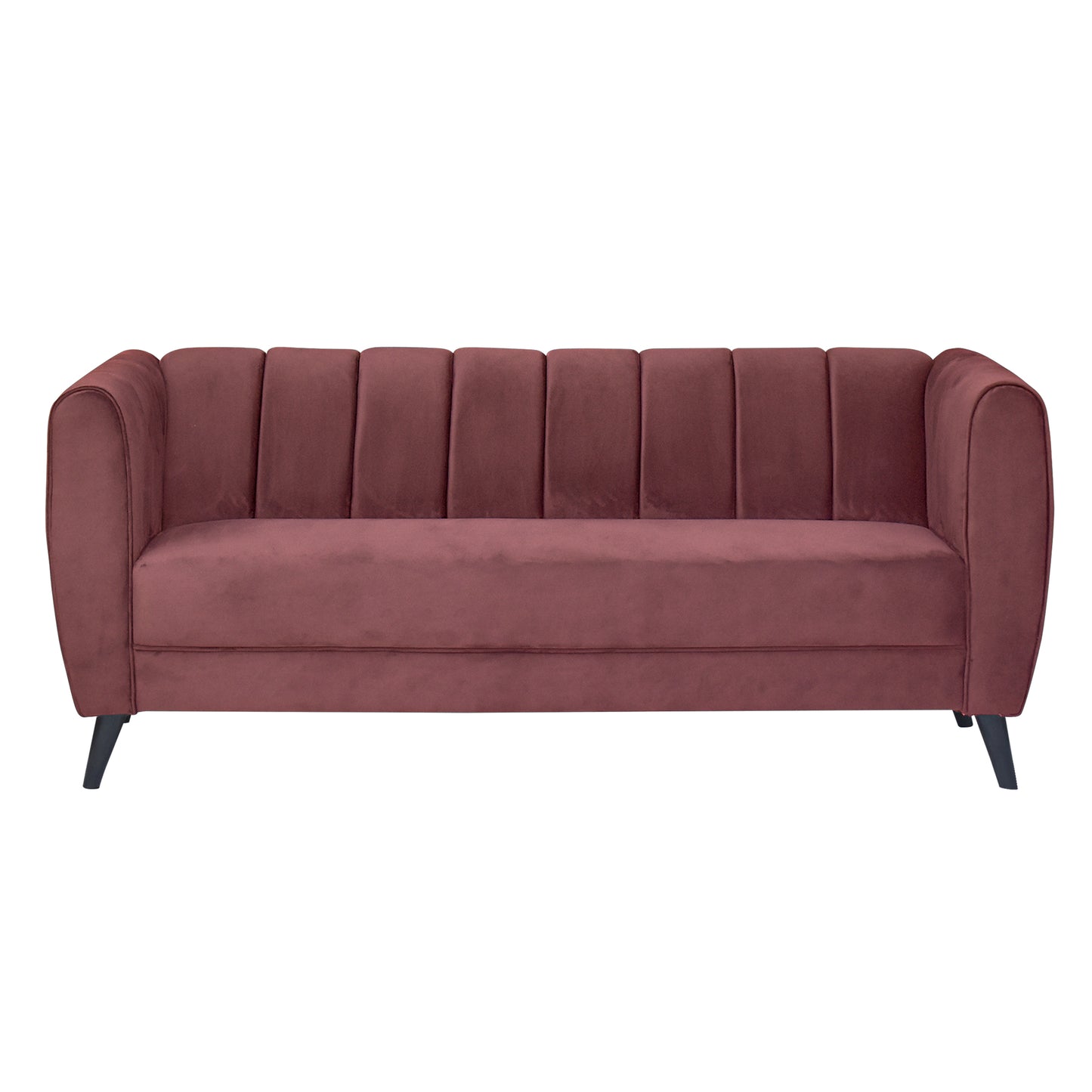 Cleo Quilted Back Velvet Fabric Sofa - Dark Pink