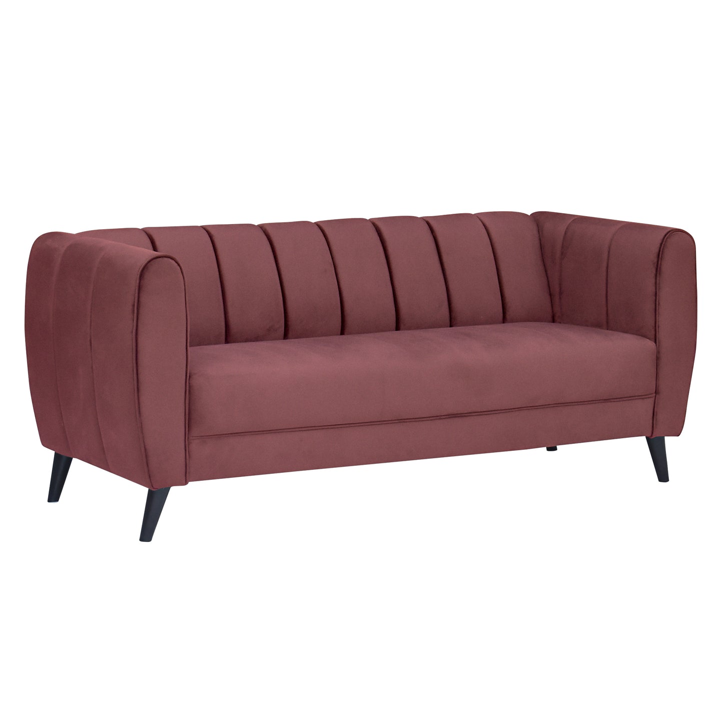 Cleo Quilted Back Velvet Fabric Sofa - Dark Pink