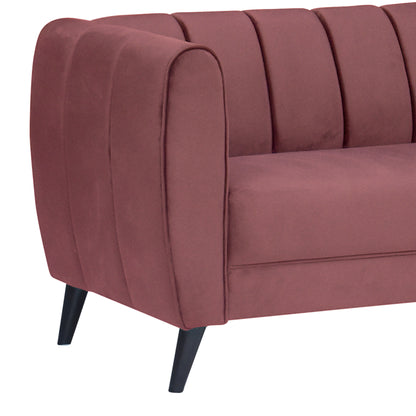 Cleo Quilted Back Velvet Fabric Sofa - Dark Pink