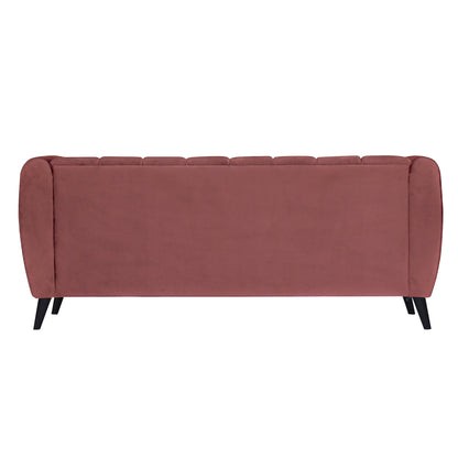 Cleo Quilted Back Velvet Fabric Sofa - Dark Pink