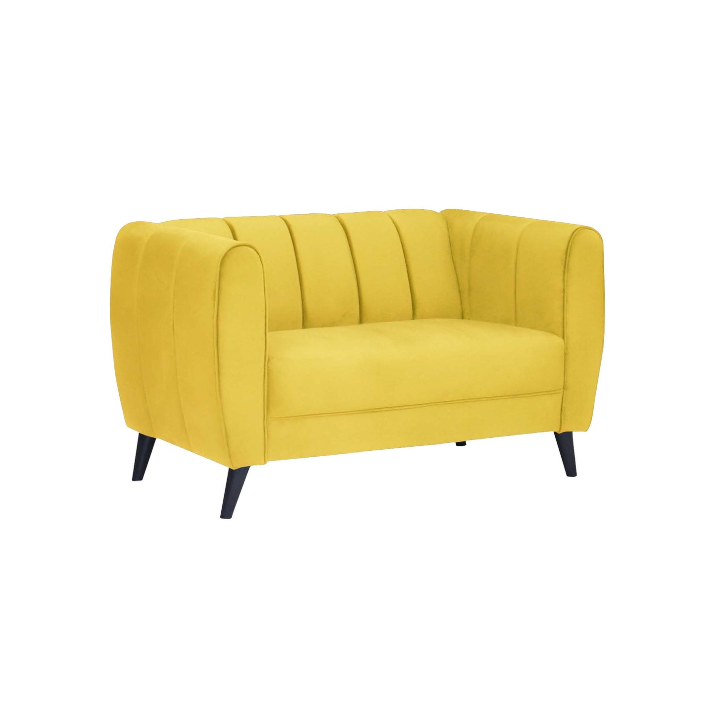 Cleo Quilted Back Velvet Fabric Sofa - Yellow