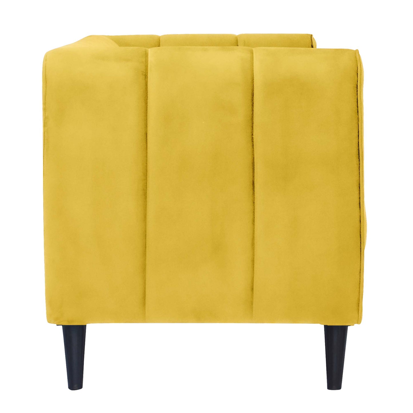 Cleo Quilted Back Velvet Fabric Sofa - Yellow