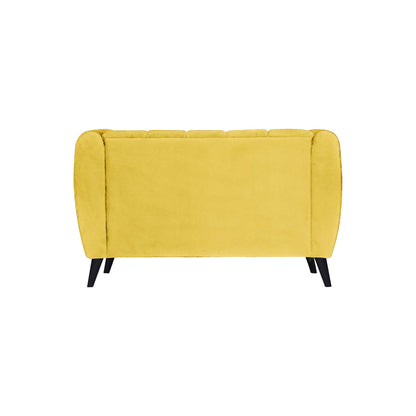 Cleo Quilted Back Velvet Fabric Sofa - Yellow