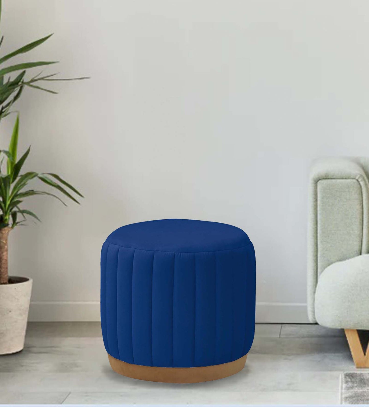 Jewel Tufted Ottoman/Pouffee - Blue