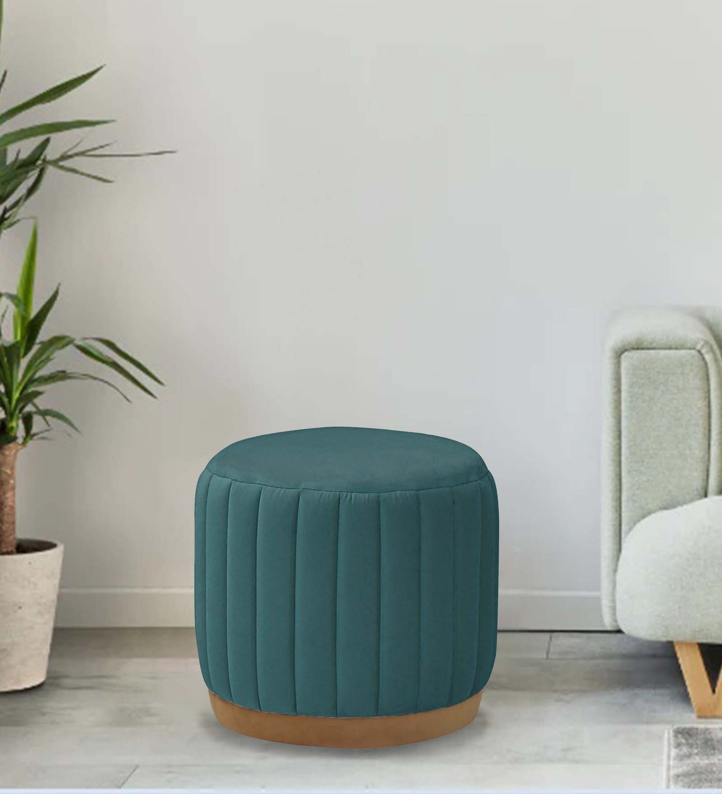 Jewel Tufted Ottoman/Pouffee - Green