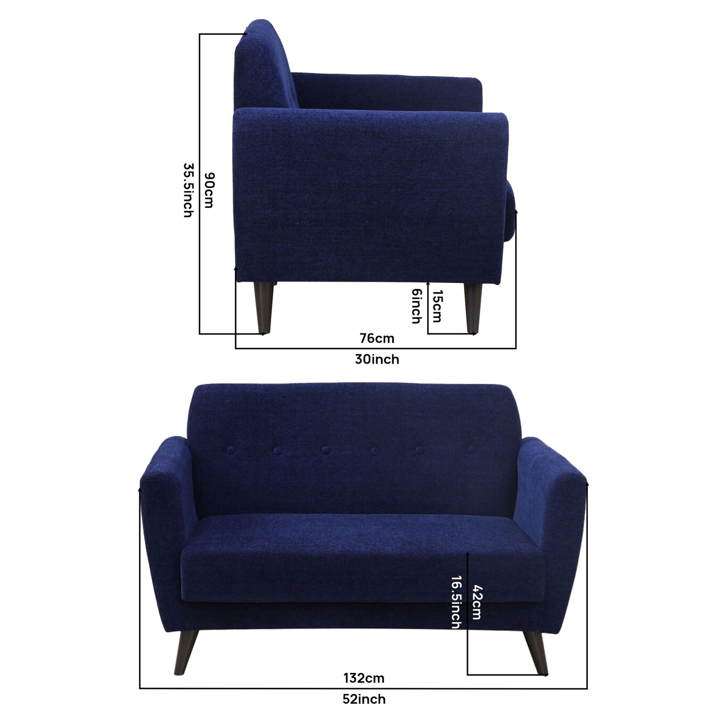 Kyler Fabric Sofa- Blue