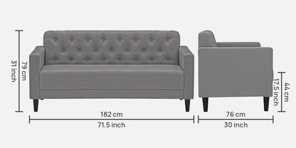 Eden Tufted Back Sofa - GREY