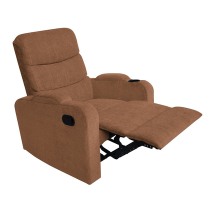 Louis Fabric 1 Seater Recliner With Pullout Lever - Brown