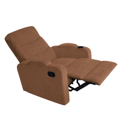 Louis Fabric 1 Seater Recliner With Pullout Lever - Brown