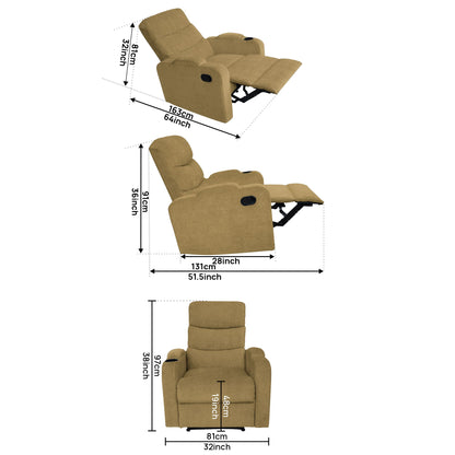 Louis Fabric 1 Seater Recliner With Pullout Lever - Mehandi