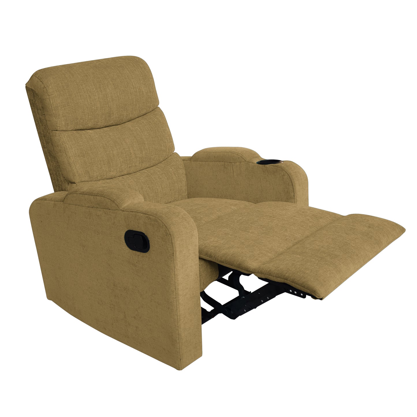 Louis Fabric 1 Seater Recliner With Pullout Lever - Mehandi