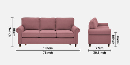 Sarra Cushion Back Sofa- Dark Pink