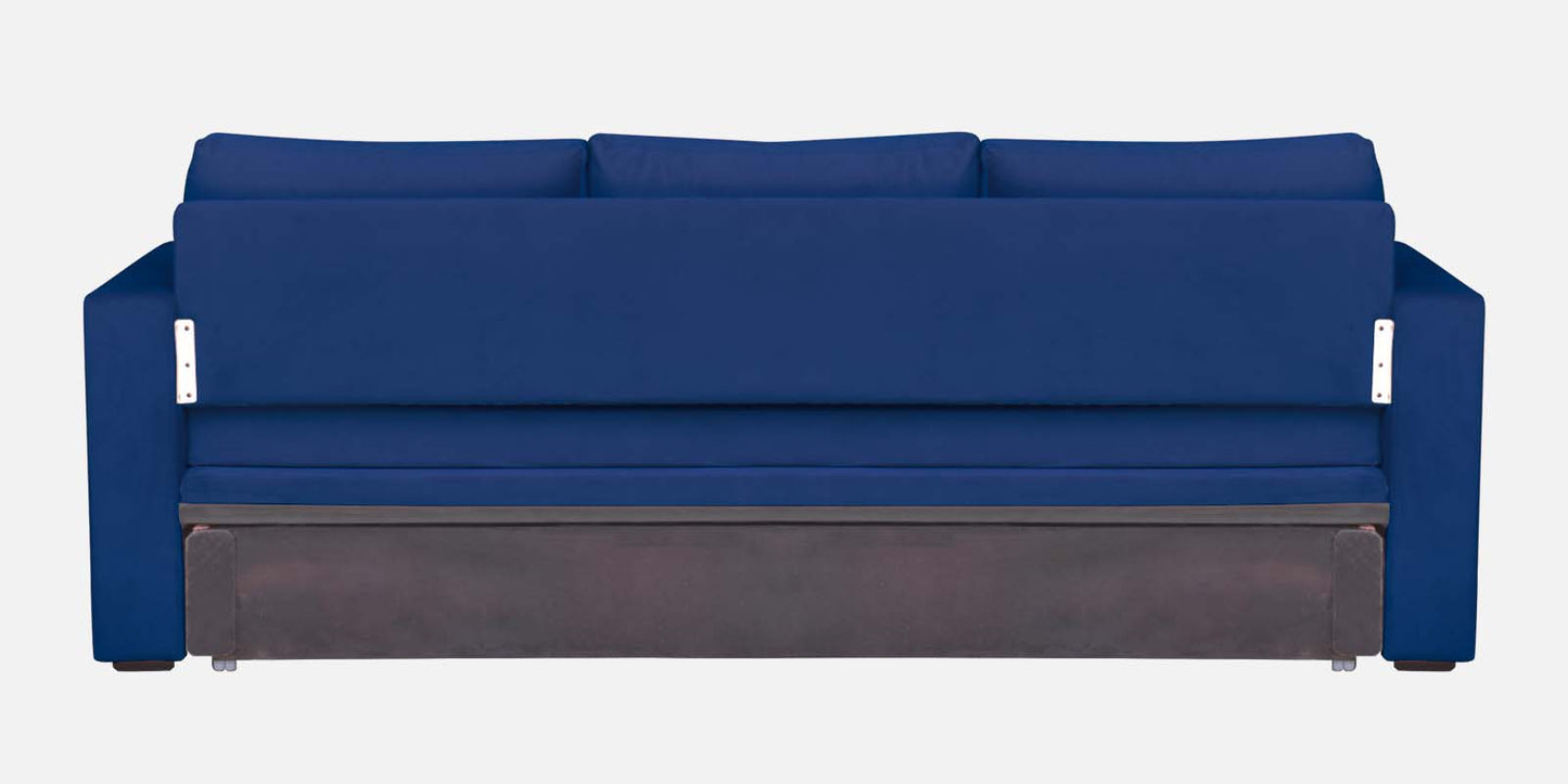 Magnet Fabric 3 Seater Sofa Bed With Loose Cushions and Storage - Navy Blue