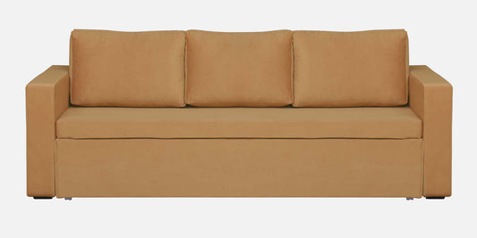 Magnet Fabric 3 Seater Sofa Bed With Loose Cushions and Storage - Mustard