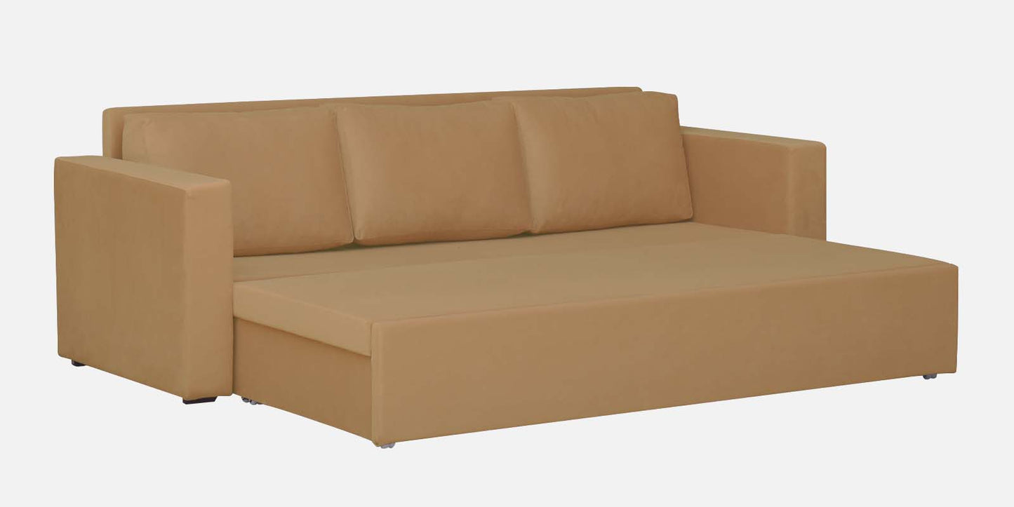 Magnet Fabric 3 Seater Sofa Bed With Loose Cushions and Storage - Mustard