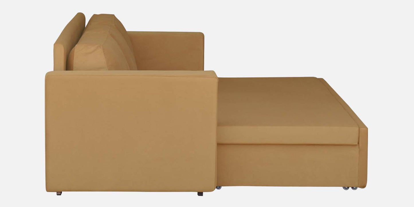 Magnet Fabric 3 Seater Sofa Bed With Loose Cushions and Storage - Mustard