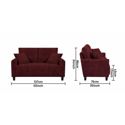 Saige Cushion Sofa- Maroon