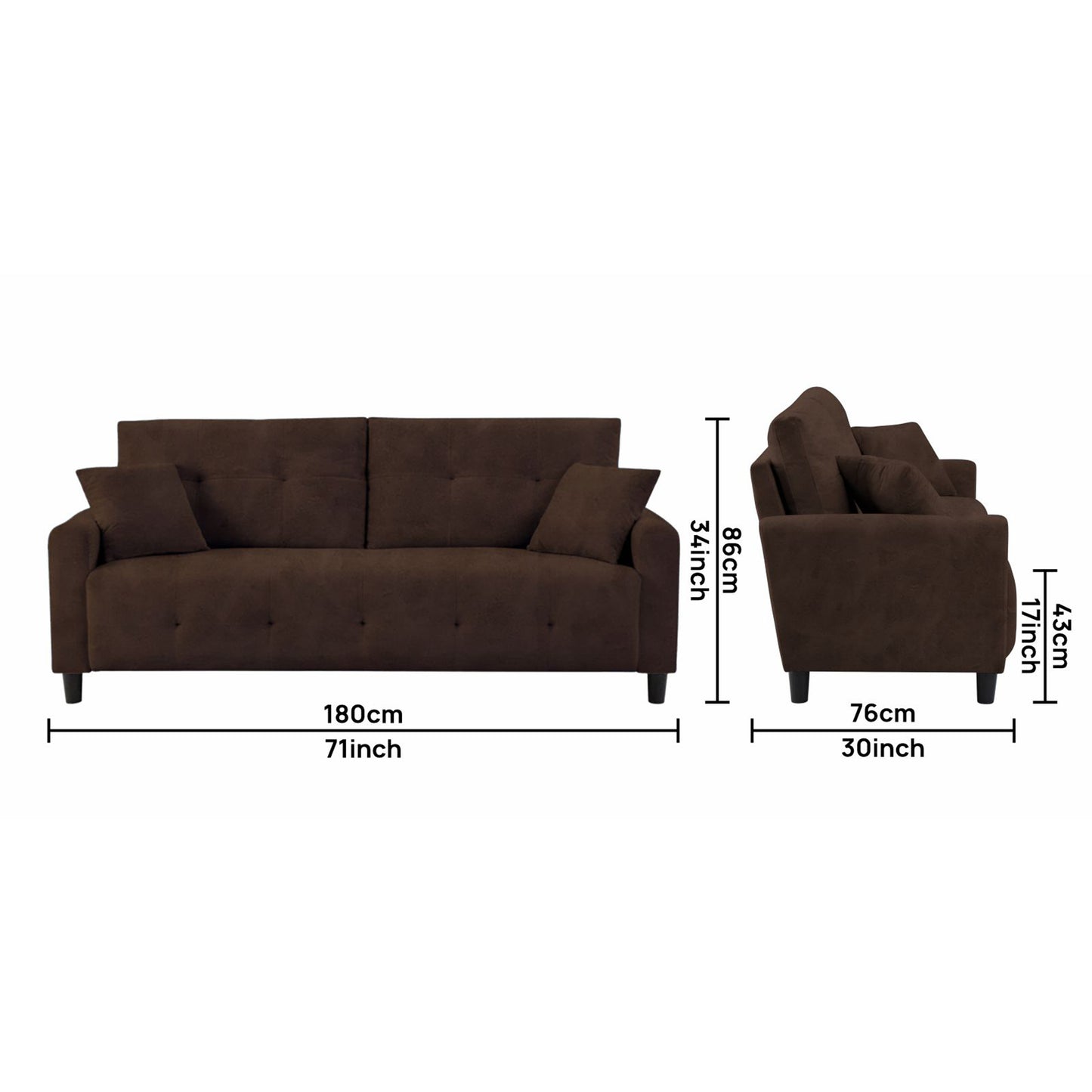 Saige Cushion Sofa- Brown