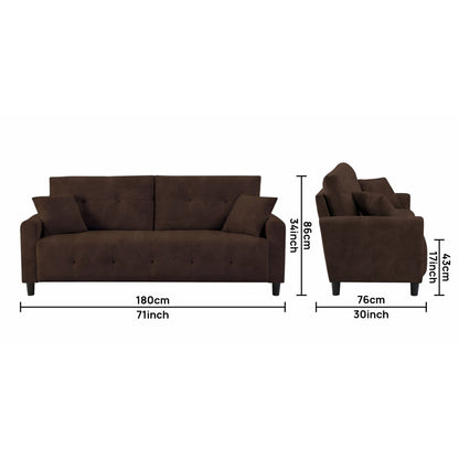 Saige Cushion Sofa- Brown