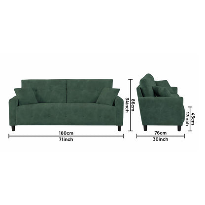 Saige Cushion Sofa- Green