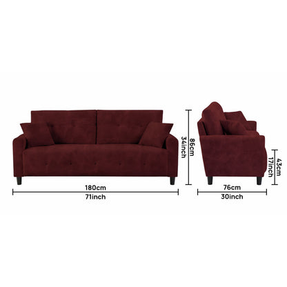 Saige Cushion Sofa- Maroon