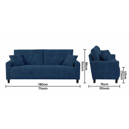 Saige Cushion Sofa- Blue