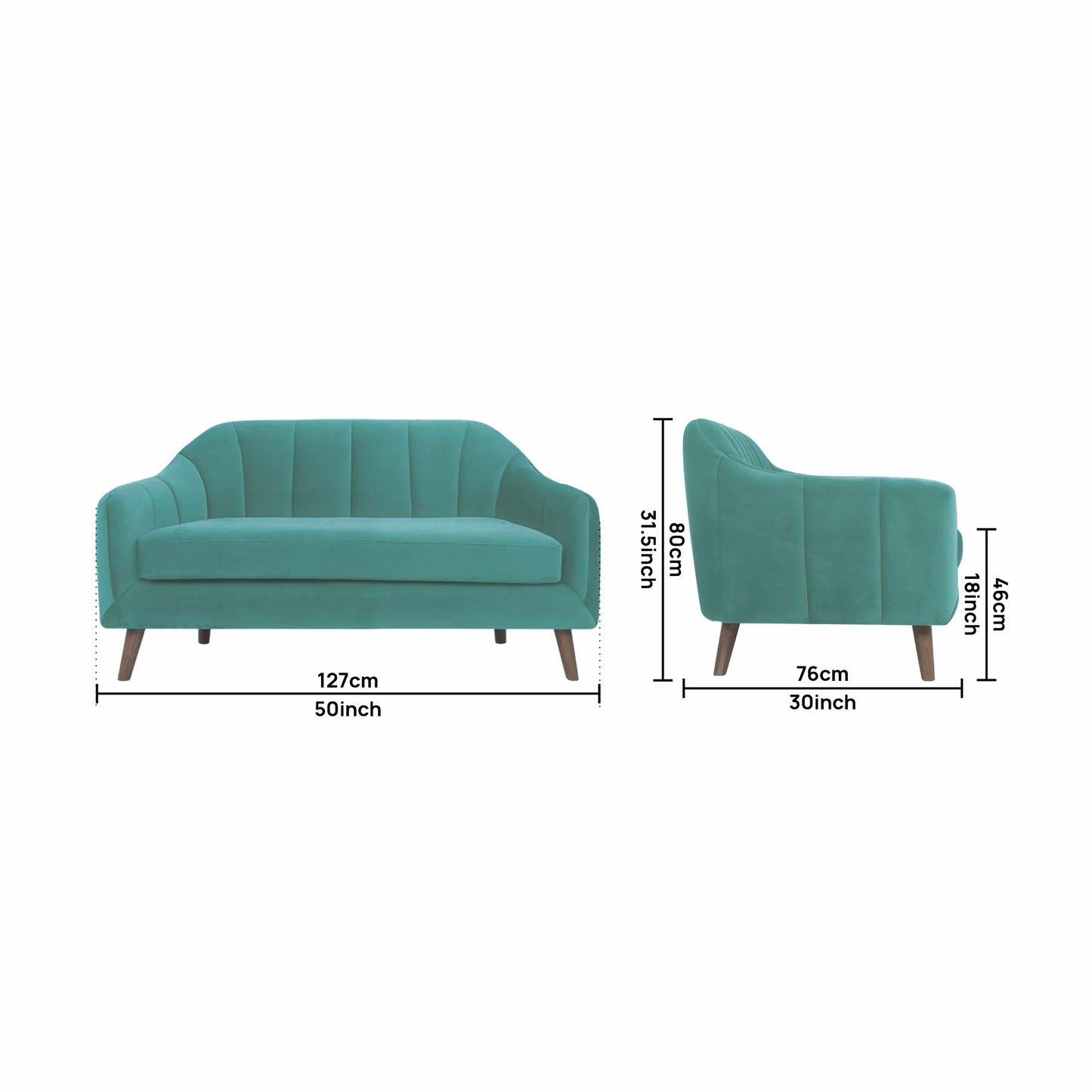 Corbyn Fabric Sofa - Sea Green