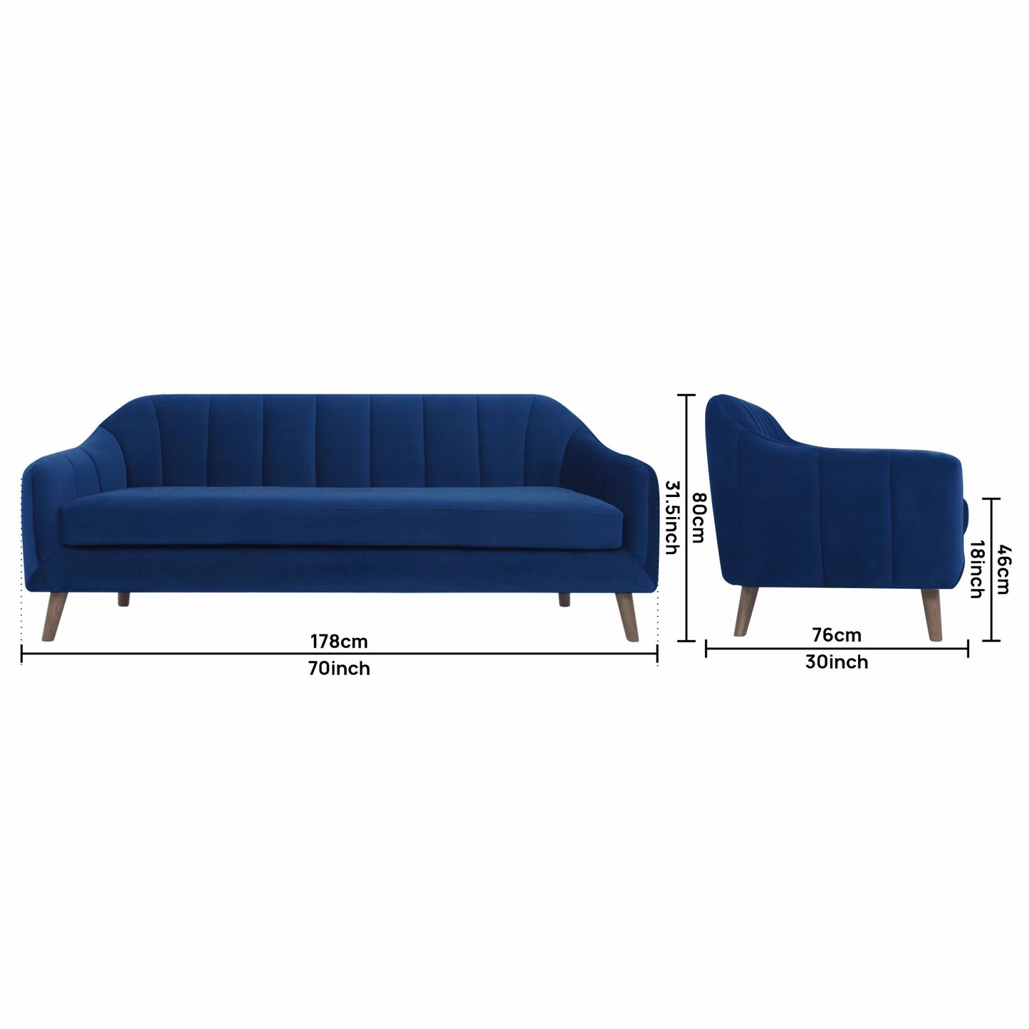 Corbyn Fabric Sofa - Blue