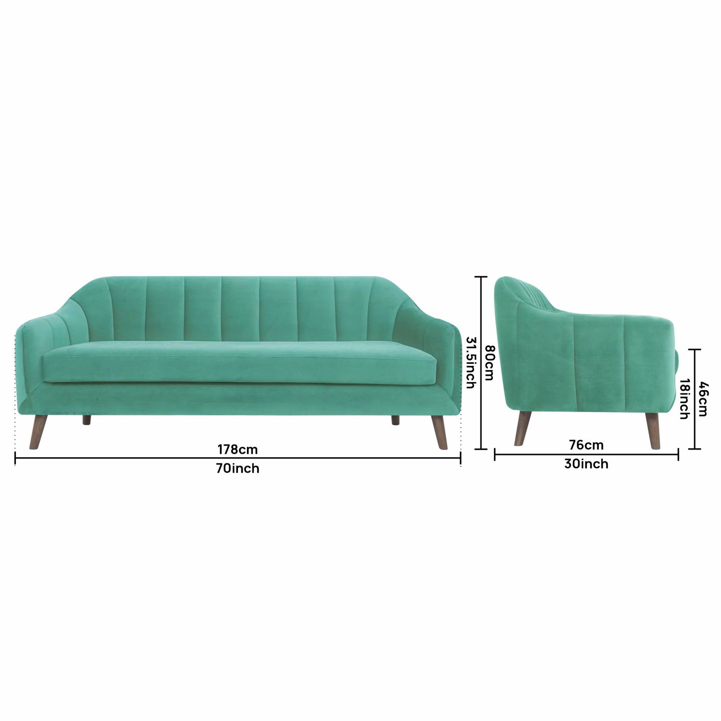 Corbyn Fabric Sofa - Sea Green