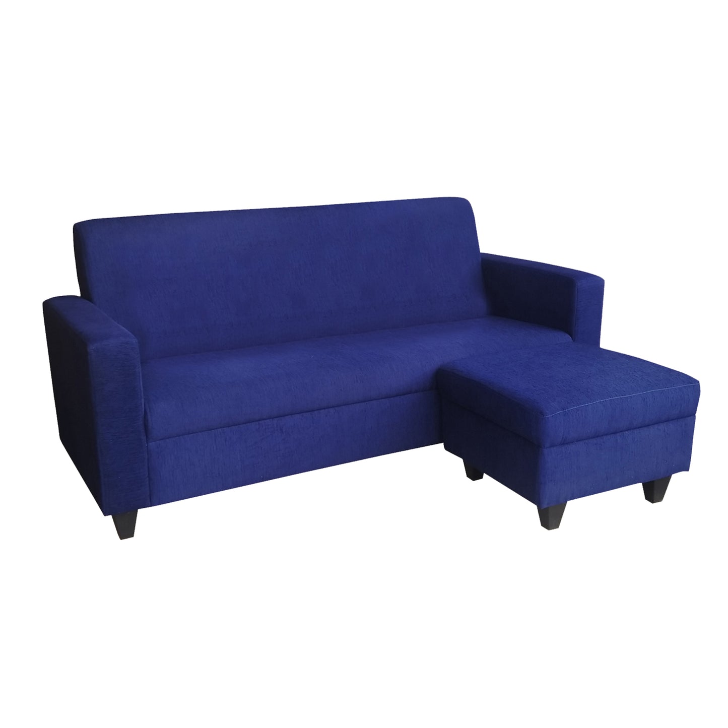 Cornelia Fabric 4 Seater (3 Seater + Ottoman) Sofa - Blue