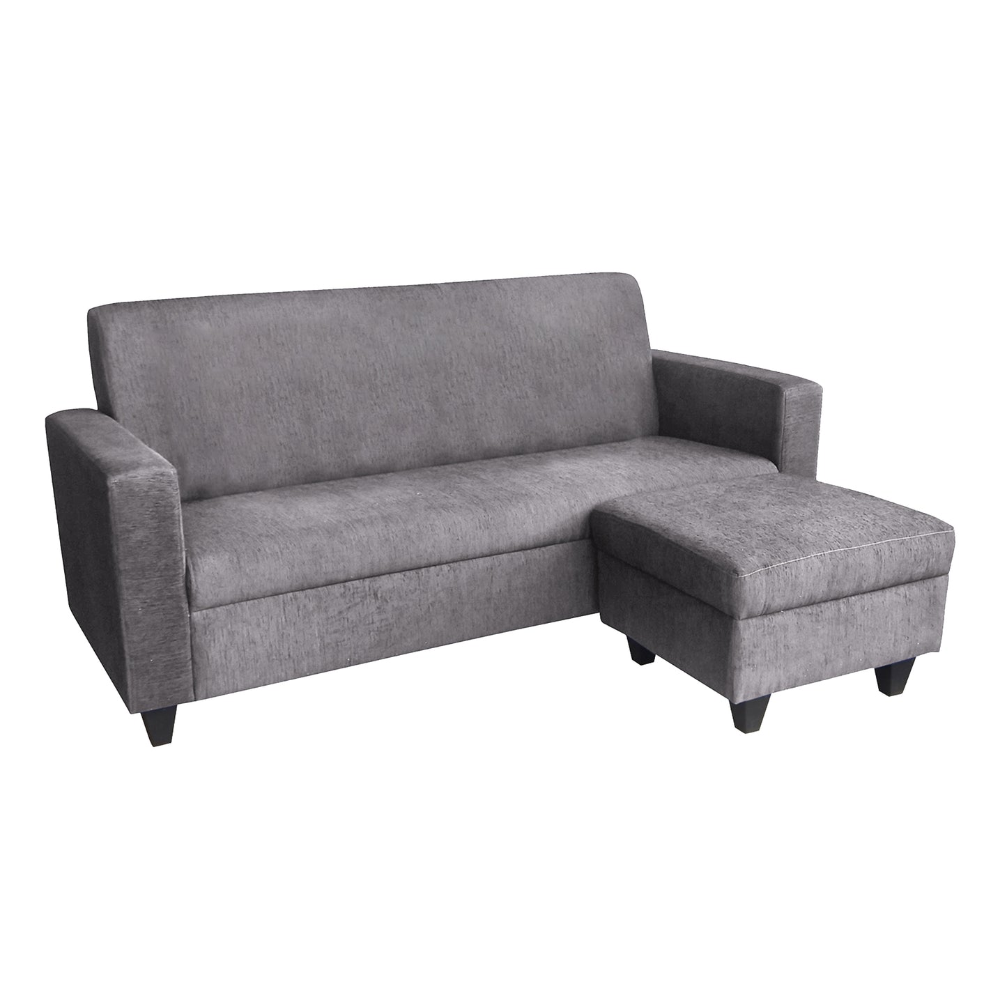 Cornelia Fabric 4 Seater (3 Seater + Ottoman) Sofa - Grey