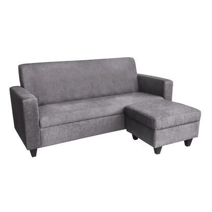 Cornelia Fabric 4 Seater (3 Seater + Ottoman) Sofa - Grey