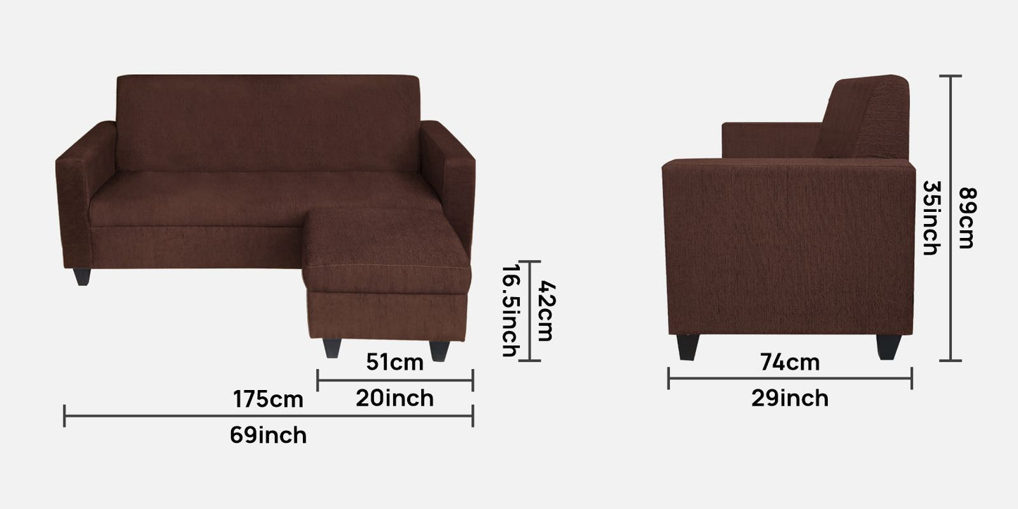 Cornelia Fabric 4 Seater (3 Seater + Ottoman) Sofa - Coffee