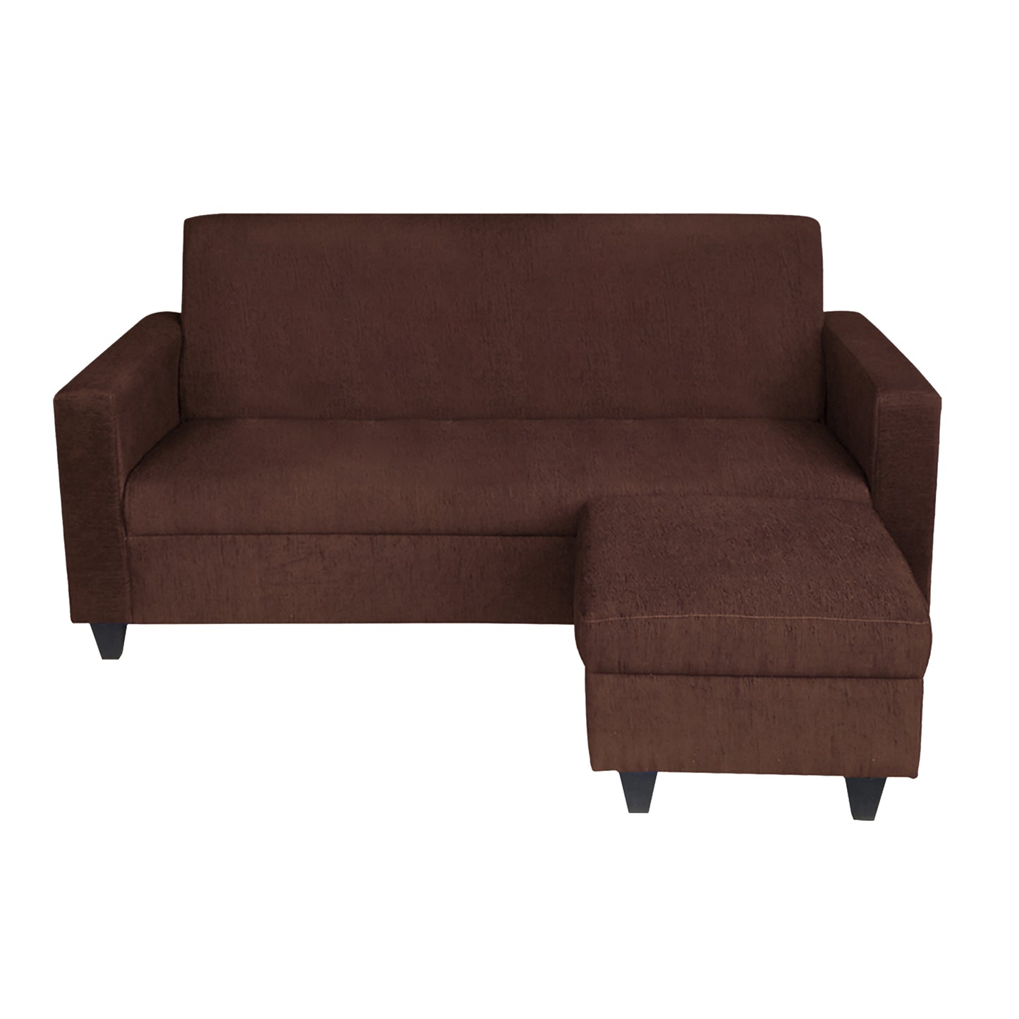 Cornelia Fabric 4 Seater (3 Seater + Ottoman) Sofa - Coffee