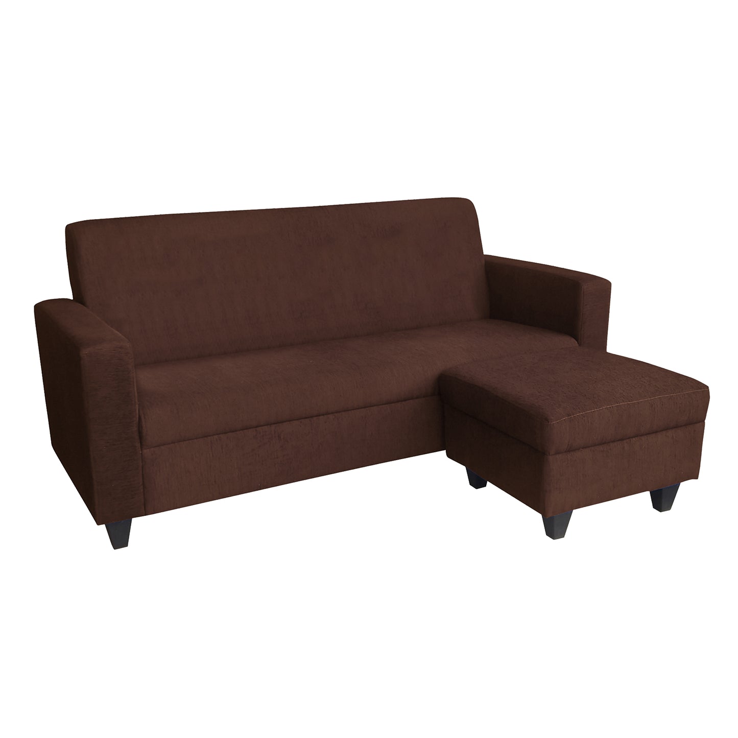 Cornelia Fabric 4 Seater (3 Seater + Ottoman) Sofa - Coffee