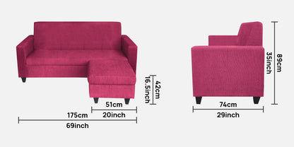 Cornelia Fabric 4 Seater (3 Seater + Ottoman) Sofa - Maroon