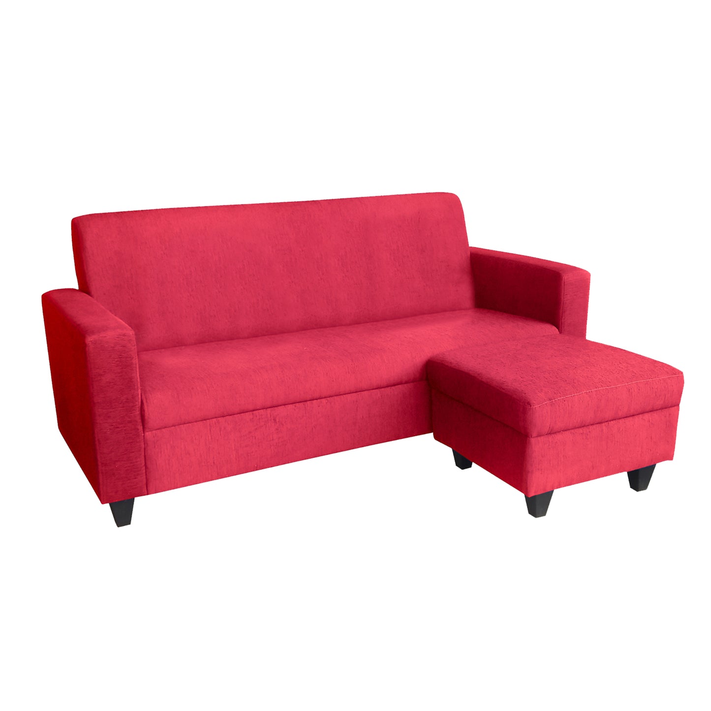 Cornelia Fabric 4 Seater (3 Seater + Ottoman) Sofa - Red