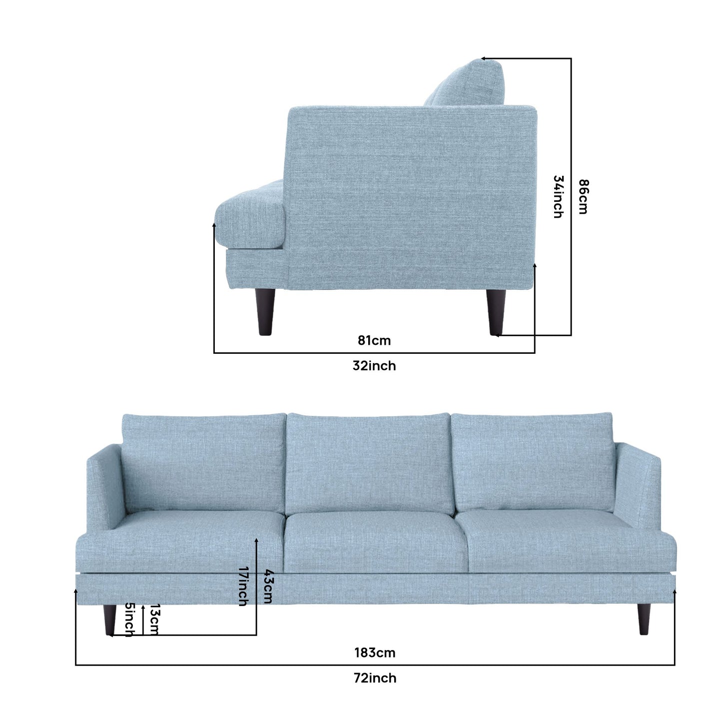 Titus Sofa - Teal   Blue