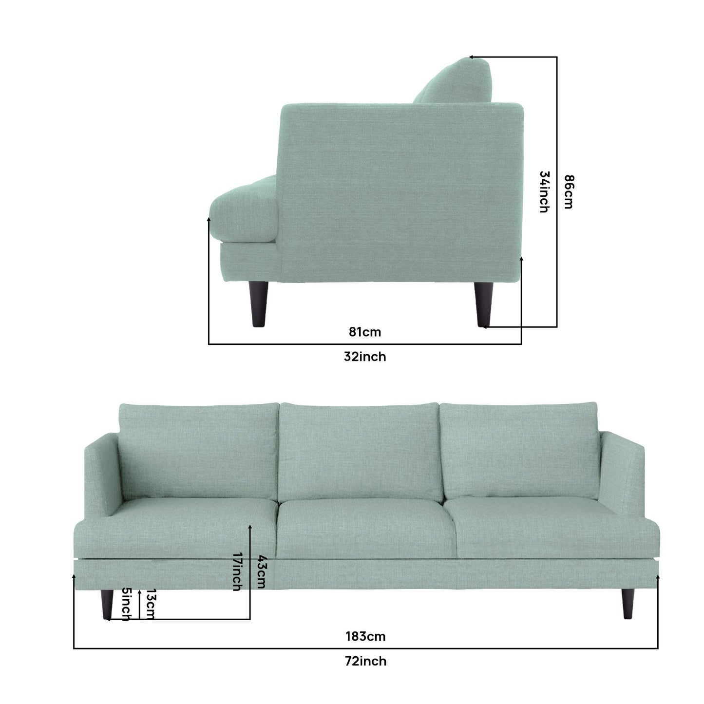 Titus Sofa - Teal   Green