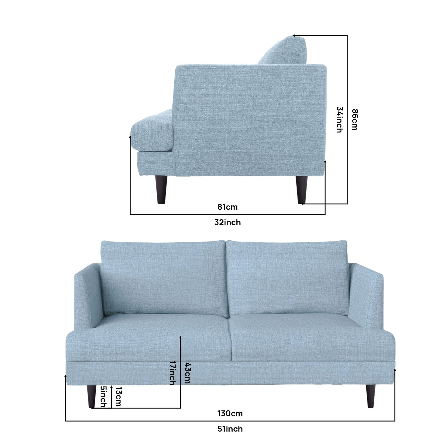 Titus Sofa - Teal   Blue