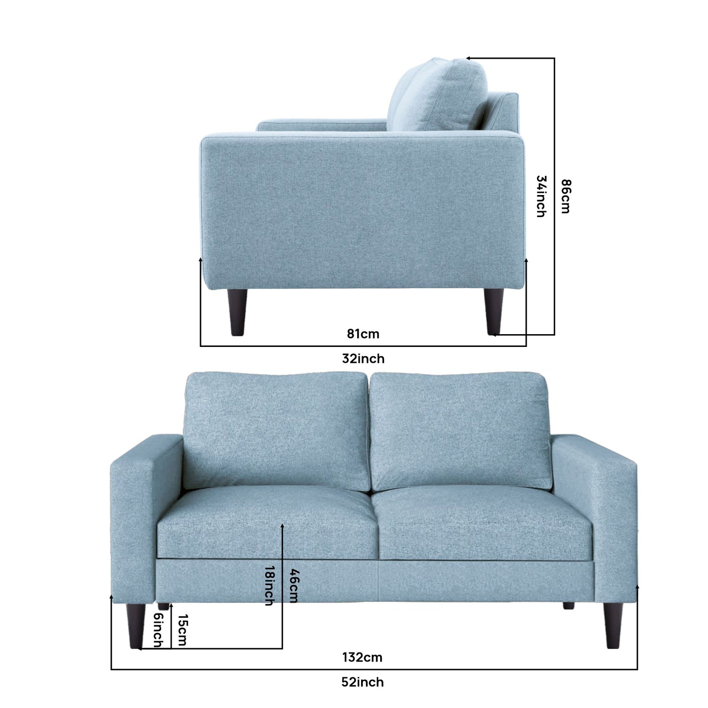 Arlen Sofa - Teal   Blue