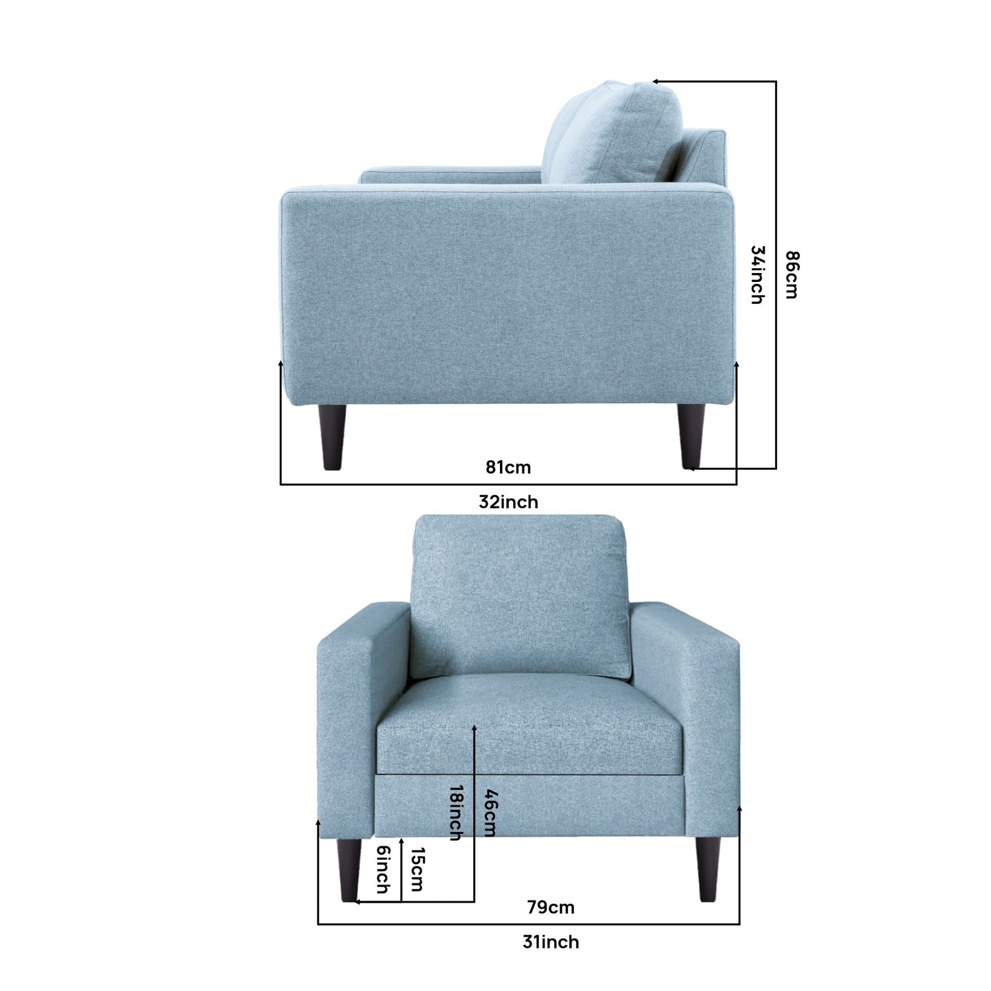 Arlen Sofa - Teal   Blue