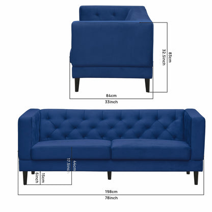 Willford Tufted Back Fabric Sofa - Blue