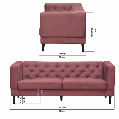 Willford Tufted Back Fabric Sofa - Dark Pink