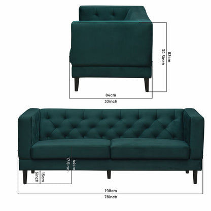 Willford Tufted Back Fabric Sofa - Green